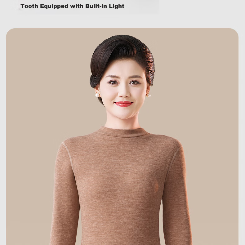 MiiOW Middle-aged and Elderly Women's Thermal Underwear Set, Mid-neck Winter Fleece-lined Thin Autumn Top and Bottom, German Velvet Base Layer, Gift for Mom 27