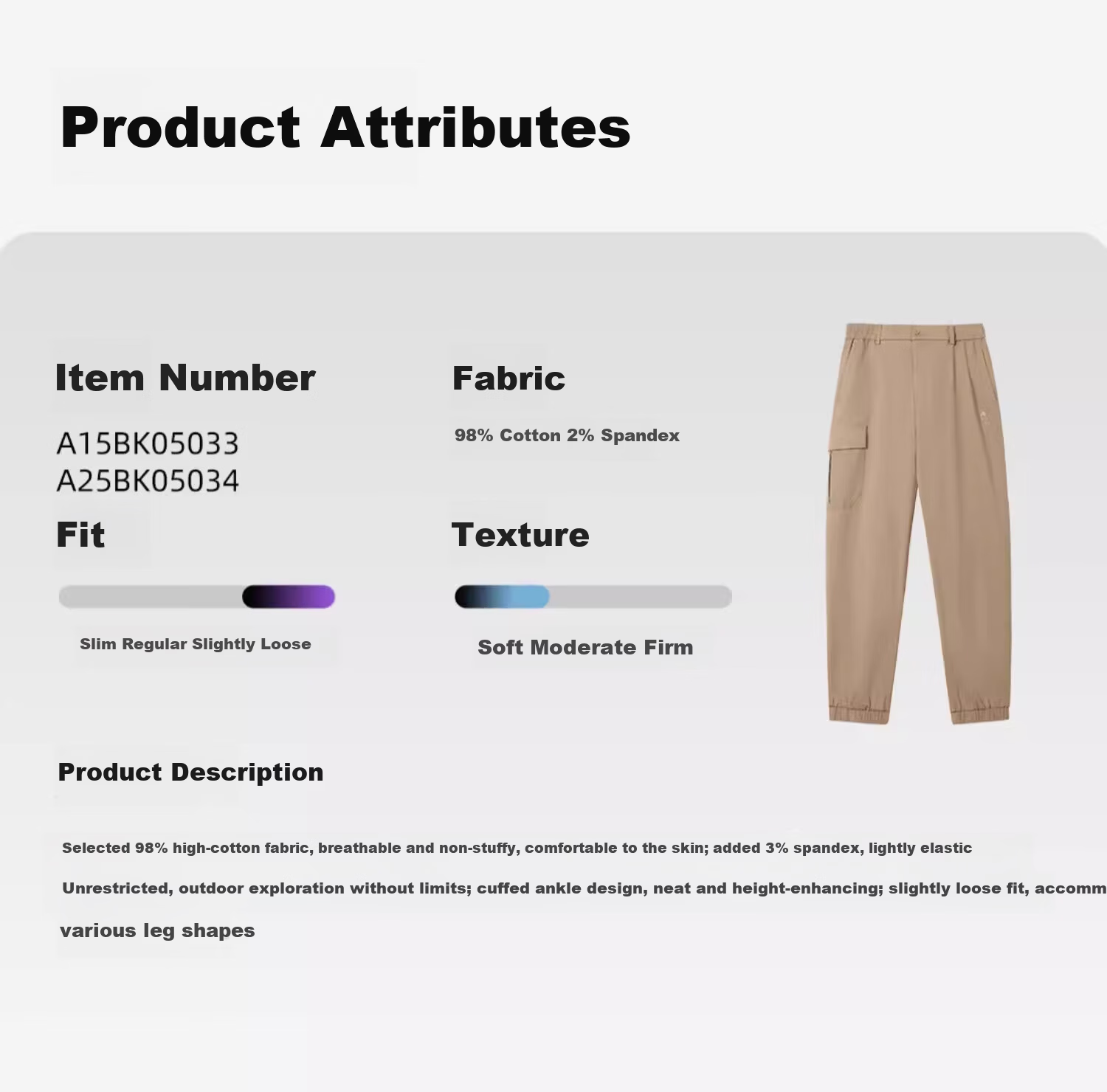 CAMEL Outdoor Casual Pants Men Spring Summer Jogger Cargo Pants Breathable Sweat-Absorbing Lightweight Durable Hiking Mountaineering Pants Women S 10