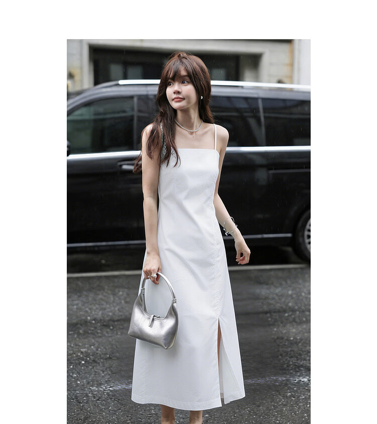 MT Oxygen Pure Cotton Summer Elegant Split Strap Mid-Length Flared Dress Slim Fit High-End Women 10