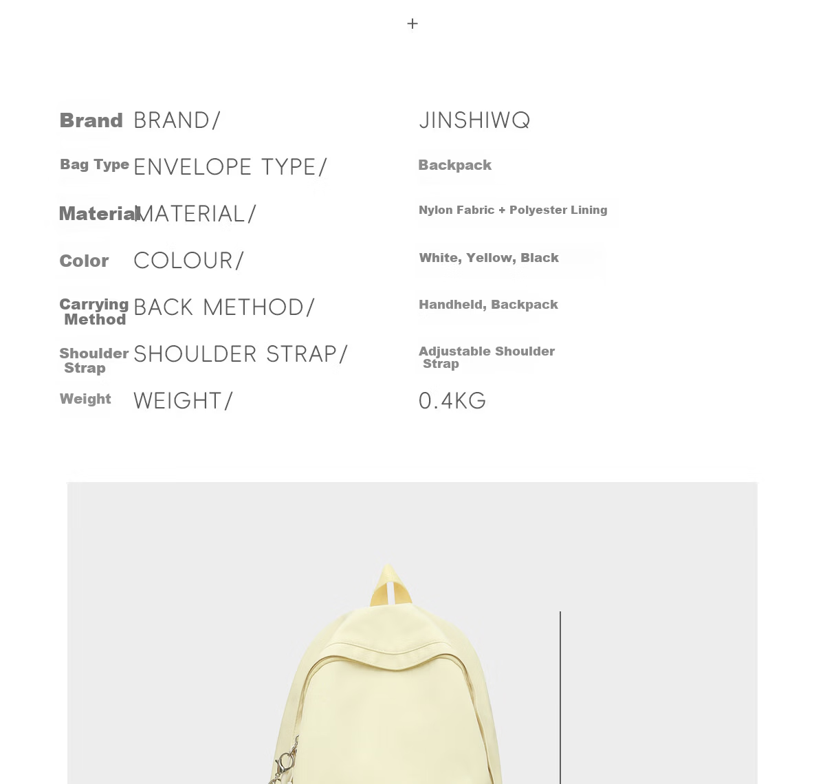 JINSHIWQ Simple Versatile Solid Color Casual Backpack for Junior High and High School Girls, Lightweight Japanese Style College Student Shoulder Bag 3