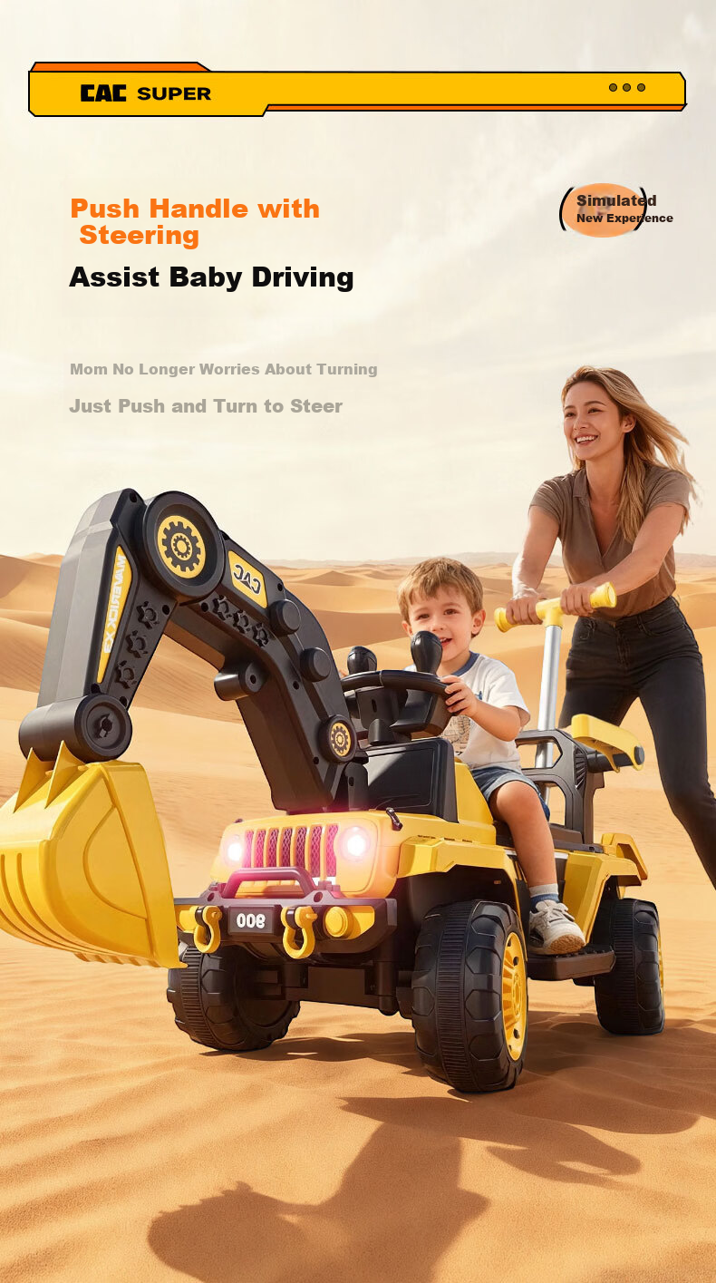 Feige Children's Excavator Electric Ride-On Vehicle for Kids Ages 1-8 Large Toy Car Fully Electric 7
