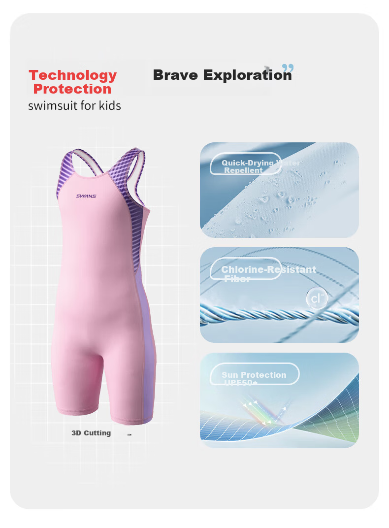 SWANS Children's Swimsuit Girls' One-Piece Professional Training Swimwear Quick-Dry Chlorine-Resistant Girl 239 Macaron Pink Size 150 2