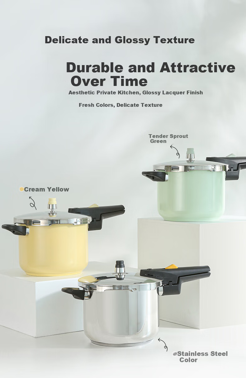 Kims Cook Classic Pressure Cooker 304 Thickened Stainless Steel Explosion-Proof Pressure Cooker Household Gas and Induction Cooker Compatible - Yellow 15
