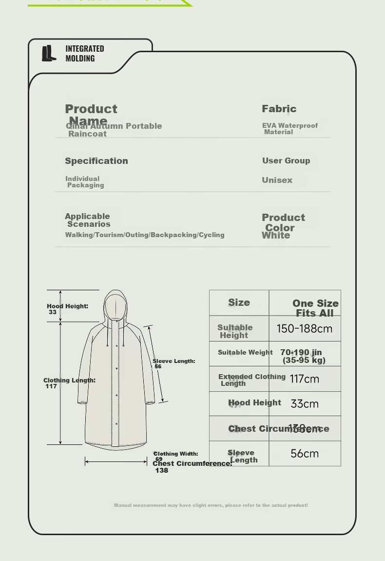 Qihaiqiu Disposable Raincoat Thickened Large Portable Cycling Mountaineering Travel Long Hooded Rain Poncho 1 Piece 12