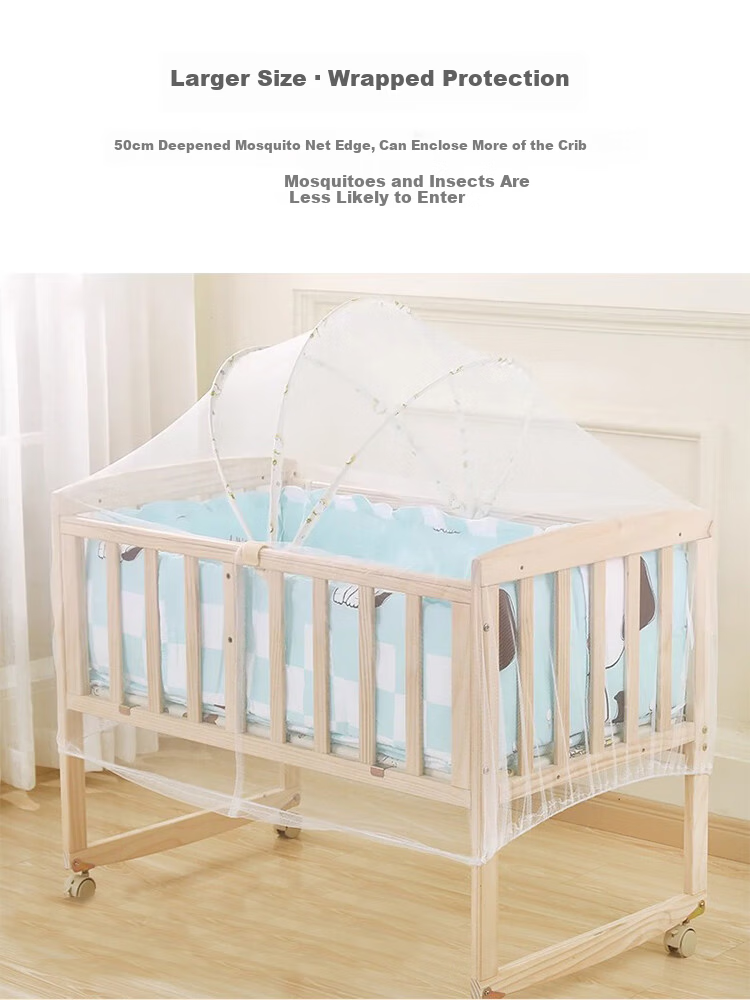 9i9 Baby Crib Mosquito Net Cover Cradle Bed Mosquito Net Full Coverage No Installation Foldable Universal A67 6