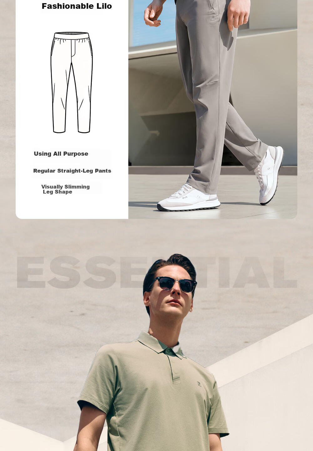 FILA Official Men's Knitted Long Pants 2026 Summer Cooling Sun Protection Fitness Straight-Leg Sports Pants 6