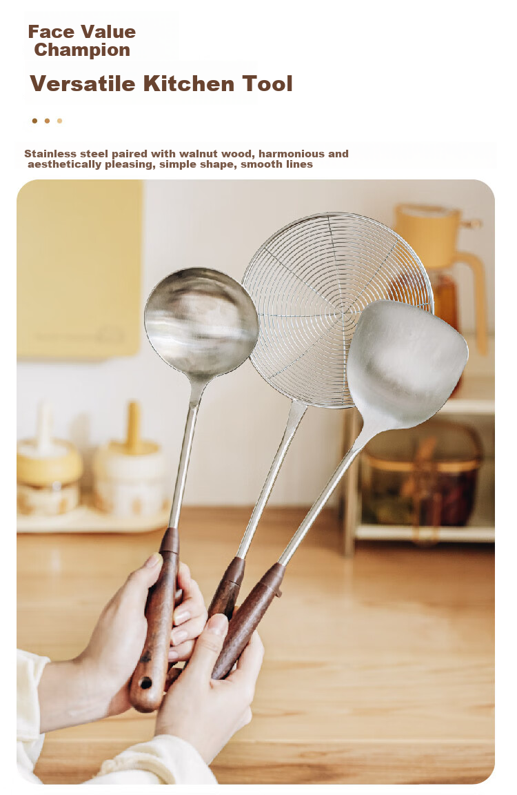 Shuke Stainless Steel Soup Ladle Hot Pot Skimmer High Temperature Resistant Integrated Oil Strainer Spoon Filter Mesh Scoop 9
