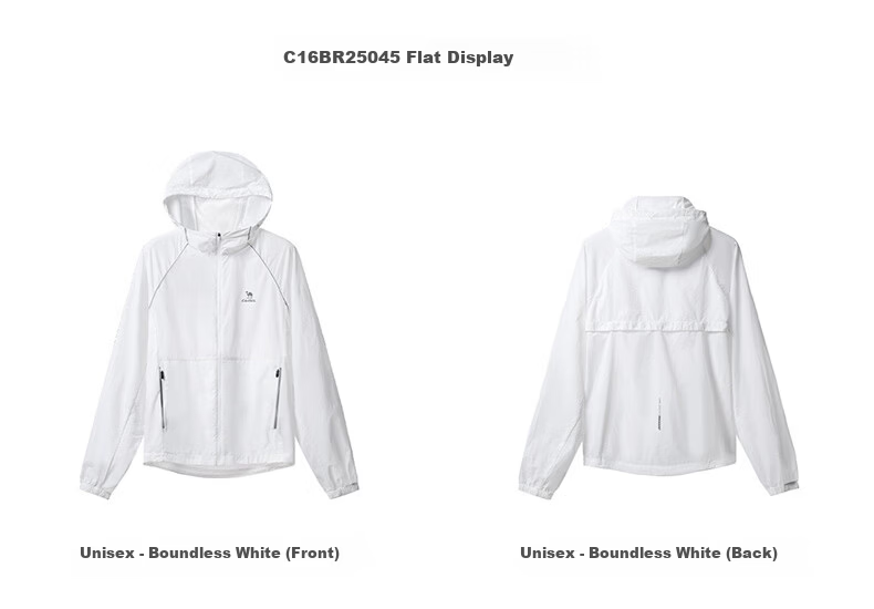 CAMEL Sports Jacket Unisex Original Yarn Ice-feel Hooded Outdoor Sun Protection Coat C16BR2L5045 Boundless White XXL 3