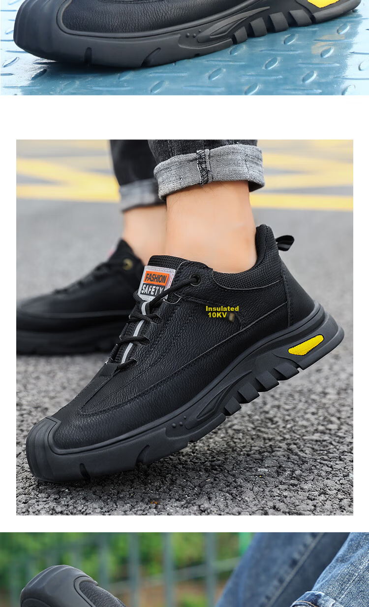 Jingtu Safety Shoes for Men, Summer Breathable Steel Toe Cap Puncture-Resistant Wear-Resistant Comfortable Work Boots F003 Size 45 1