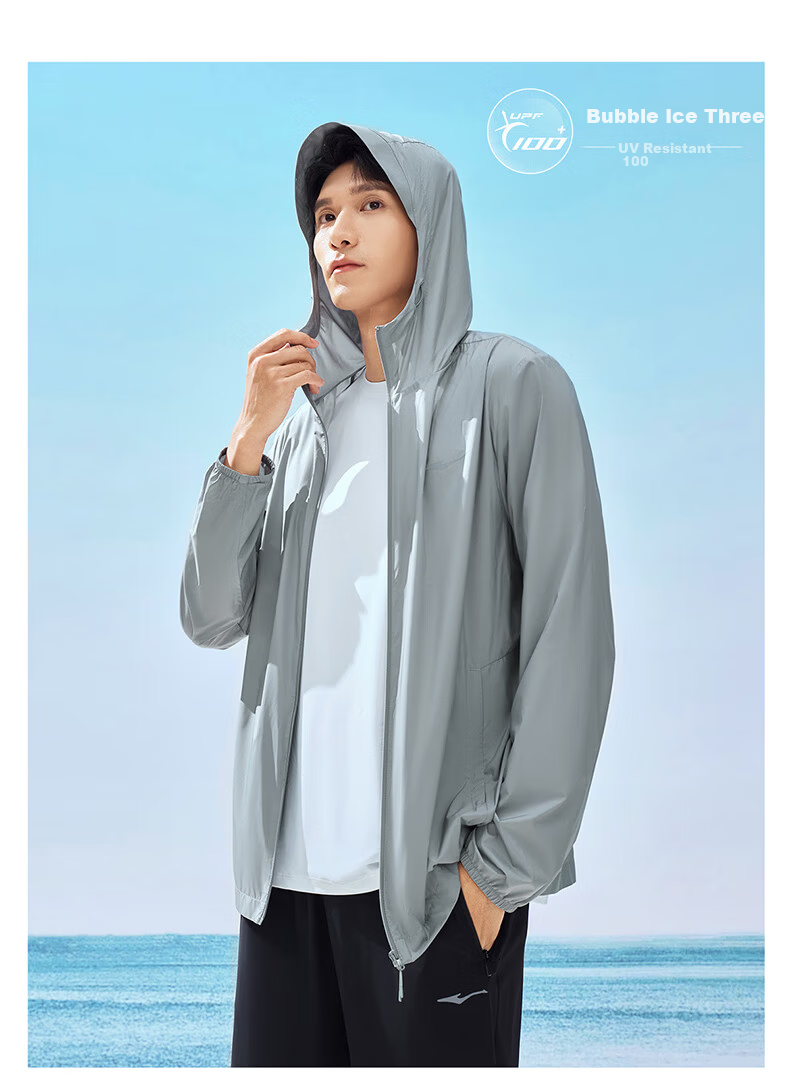 ERKE [Yu Shitong Same Style] Men's Summer Sun Protection Jacket Windbreaker Hooded UPF100+ Sportswear 10