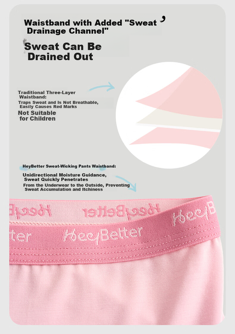 HeyBetter Children's Sweat-Wicking Underwear, Double Antibacterial And Breathable, No Pinching, Skin Pink/pear Yellow, Size 140 8