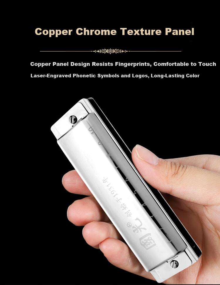 Guoguang 10-Hole Collector's Edition Blues Imported Reed Harmonica (Silver, Copper Reed Plates, Glasses Case) 5