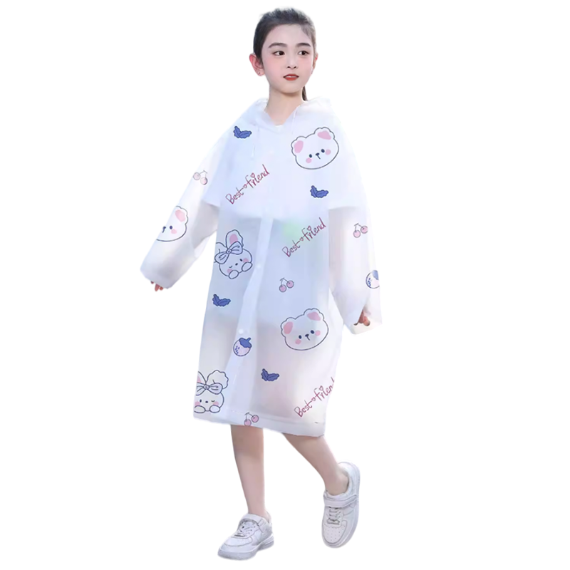 40,000 KM Disposable Raincoat for Children School Use with Backpack Space Thickened Long Unisex Full-Body Storm Rain Poncho