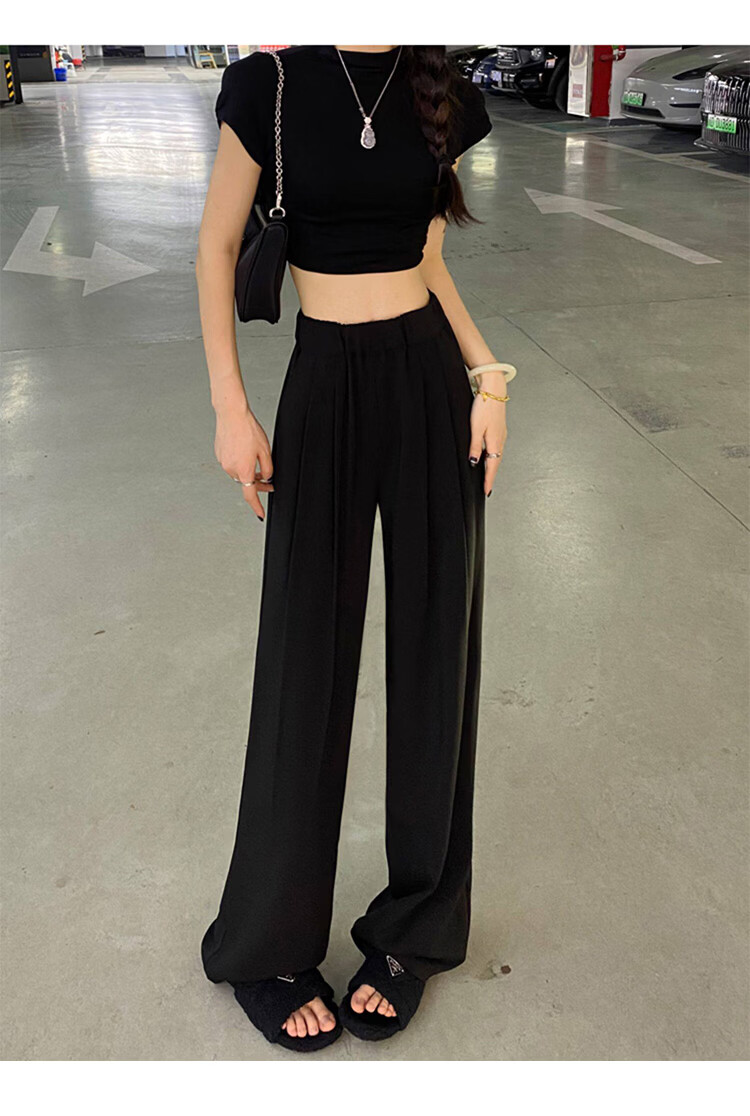 Free Style Khaki Wide-Leg Pants for Women Summer Lightweight Draped Loose Lazy Style New Chinese Linen Ice Silk Casual Yamamoto Pants 20