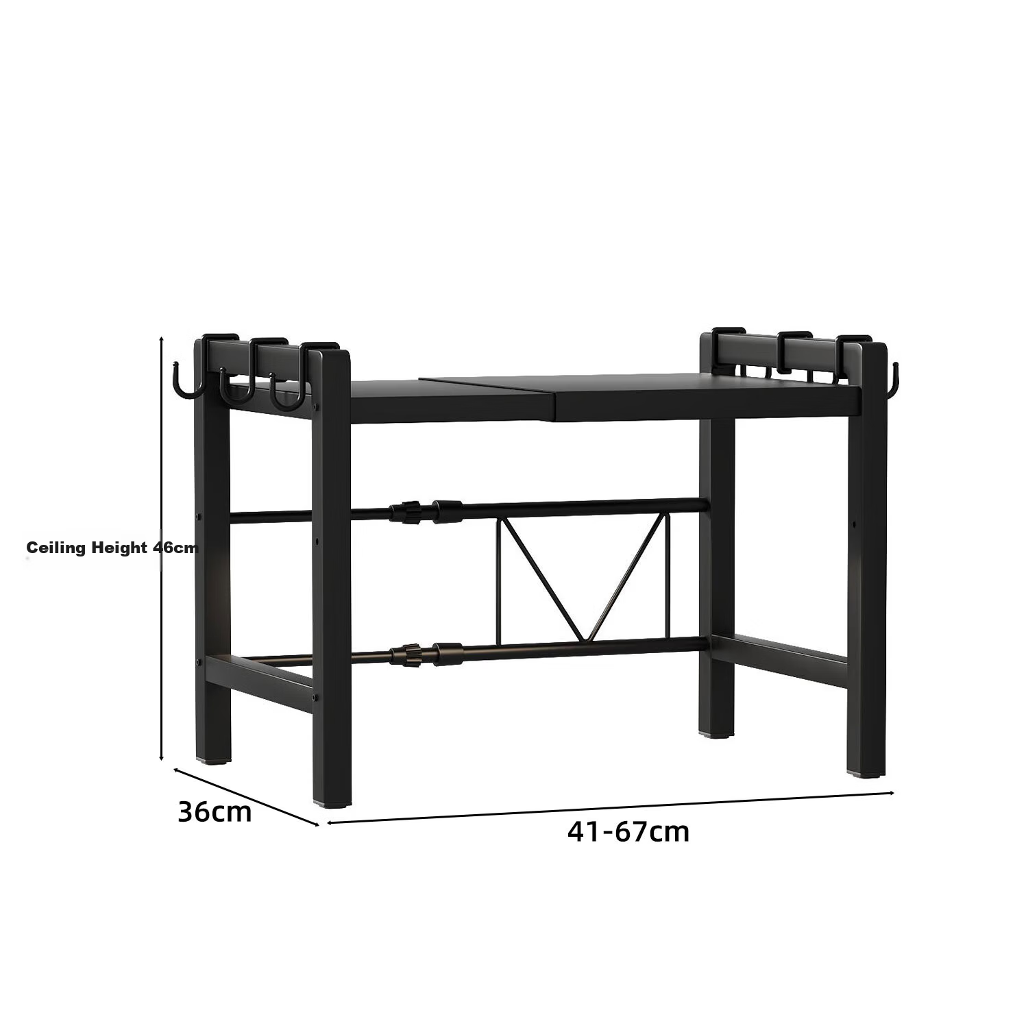 Anerya Kitchen Corner Microwave Storage Rack Iron Shelf Black Double Layer