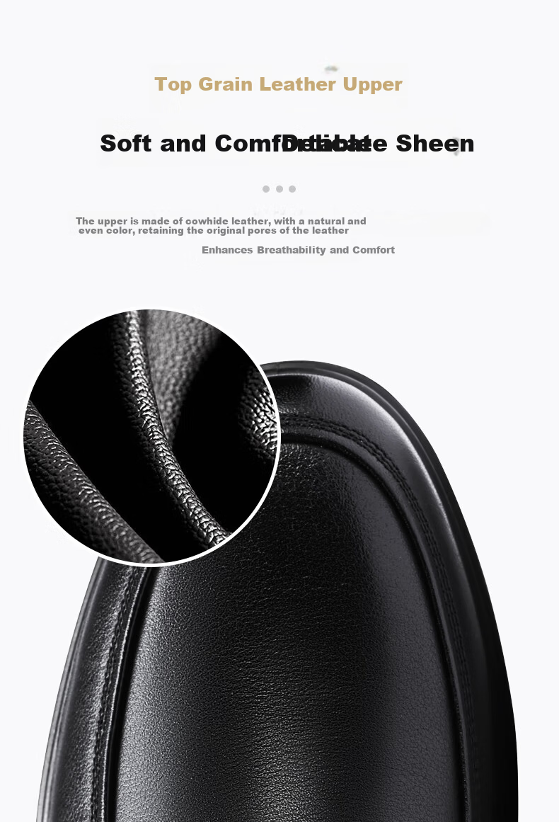 LAORENTOU Men's Leather Shoes, Business Casual Shoes, Low-Top, Top-Grain Cowhide, Slip-On, Polyurethane Sole, Non-Slip, Lazy Slip-On Dad Shoes, LA12158, Black, Size 40 5