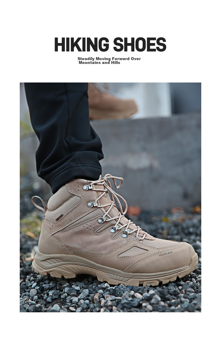 SCALER [King's Road] Professional Outdoor Hiking Boots for Men, Waterproof Non-Slip High-Top Anti-Foot Twisting Desert Boots Hiking Shoes for Wome 16