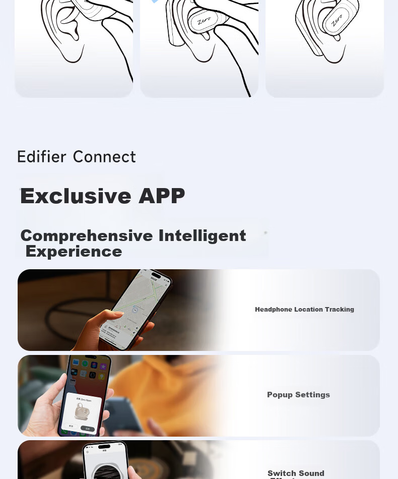 EDIFIER Zero Open Open-Ear True Wireless Bluetooth Earphones, Ear-Hook Design, Long Battery Life, Comfortable Fit, Compatible with Apple, Huawei, Xiaomi, Moonlight White 15