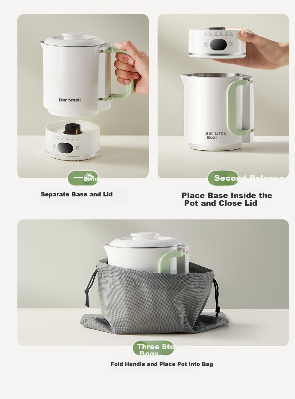Bear Portable Thermos Cup Temperature Control Kettle Portable Electric Kettle Foldable Electric Kettle 0.6L 11