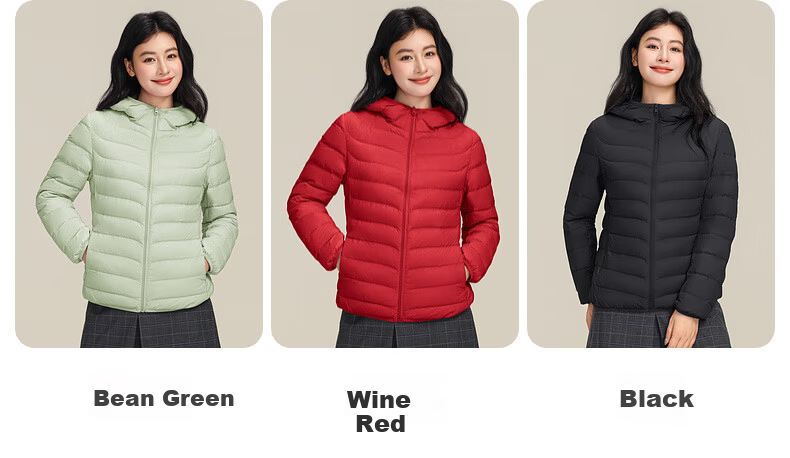 YAYA Lightweight Women's Down Jacket Warm Fashion Slim Short Duck Down Autumn Winter Hooded Lightweight Coat 10