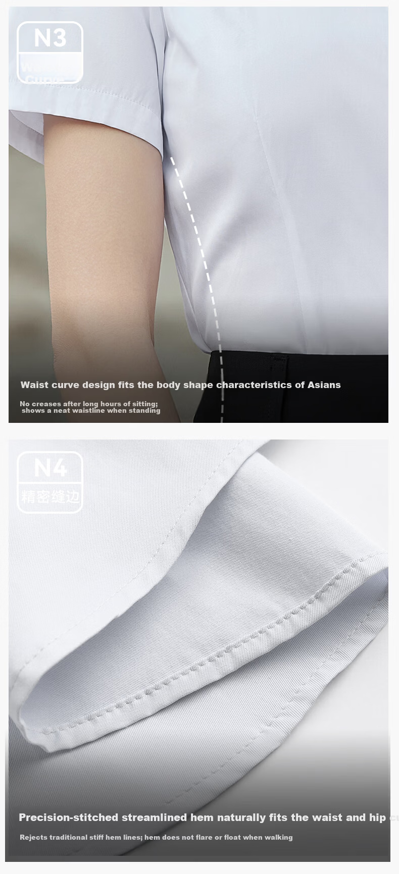 Yulixi Blue Short Sleeve Women's Shirt Summer Casual Simple Versatile Commuter Interview Wrinkle-Resistant Non-Iron Blouse 4