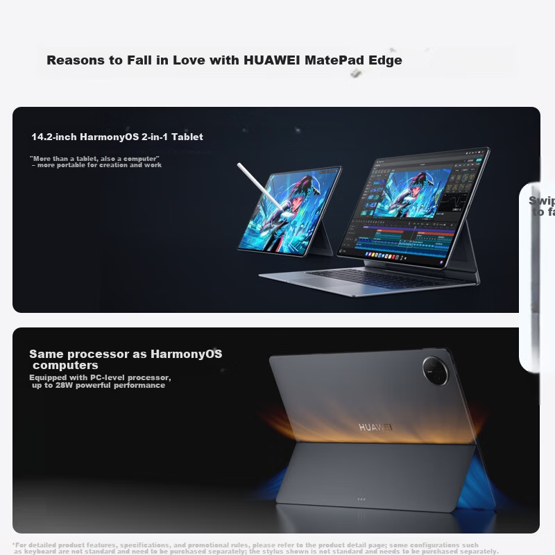 HUAWEI MatePad Edge 14.2-inch HarmonyOS 2-in-1 Tablet Laptop OLED Display Office 24GB+1TB Deep Space Gray