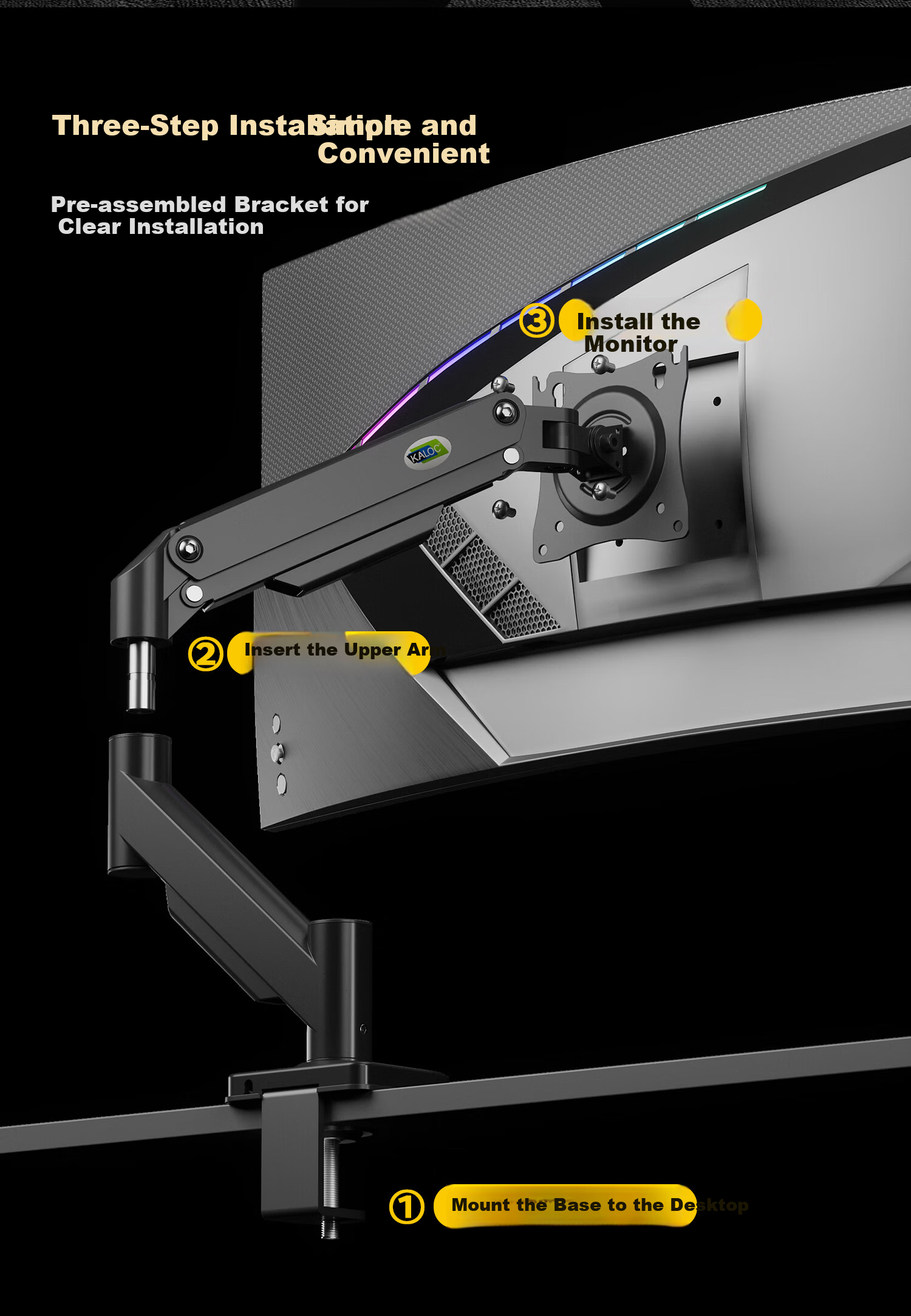 KALOC Monitor Arm, Dual Monitor Stand, Mechanical Arm Display Bracket, Computer Stand, Monitor Suspension Arm, Screen Support DS200-2 8