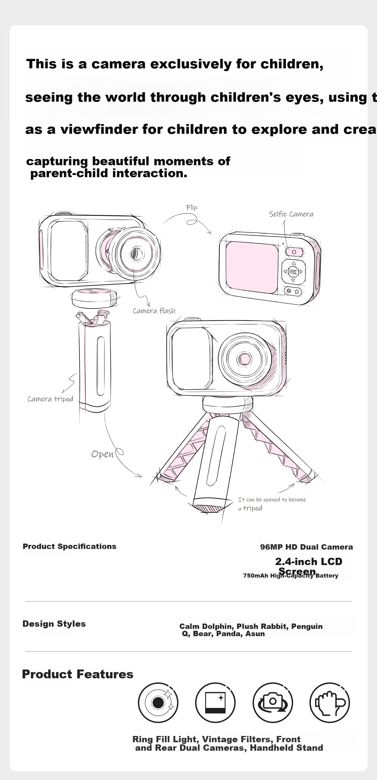 Carlbaby Kids Camera Toy 3-6 Years Instant Print Photo Video Recorder Birthday Gift for Boys and Girls 1