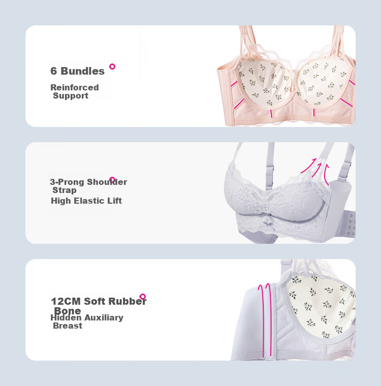 Urban Beauty Soft Steel Ring Bra Push-Up Side Breast Concealing Light Shaping Sexy Lace Underwear 2B41A5 Light Green 9
