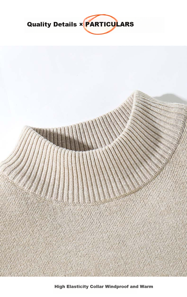 Hodo Multi-Color Options Half Turtleneck Fleece-Lined Sweater Men Winter Heavyweight Thick Warm Integrated Fleece Men's Knitwear 9
