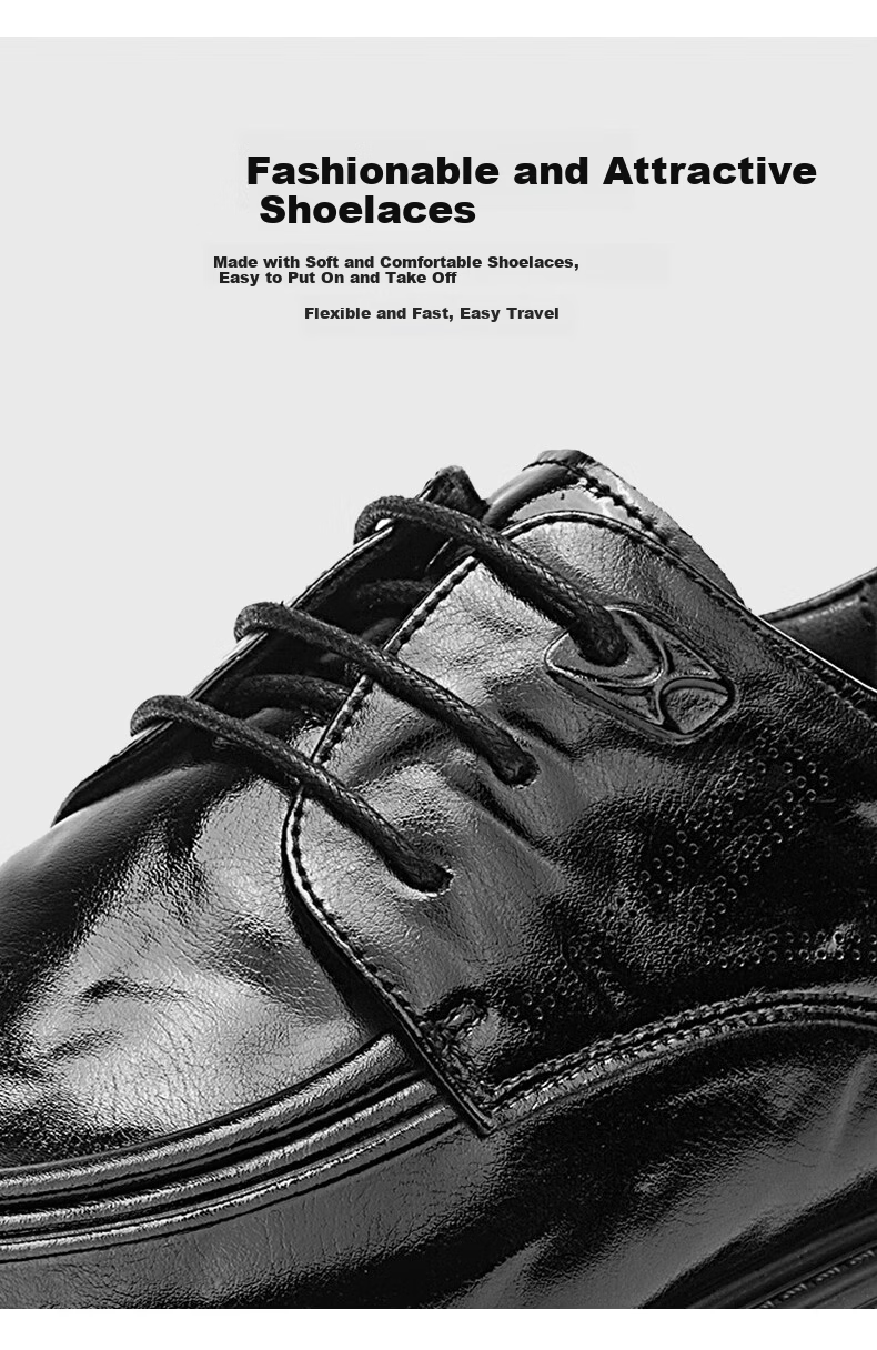 Bull Family Men's British Style Business Formal Leather Shoes Soft Sole Versatile Derby Shoes Commuting Wedding Groom Shoes 54