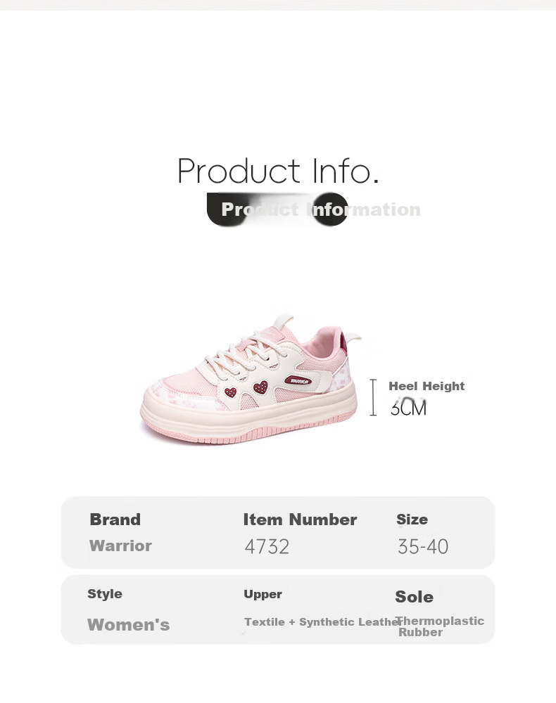 Warrior Women's 2025 New Breathable Mesh Fashionable Youthful Versatile Sneakers Pink Size 39 4