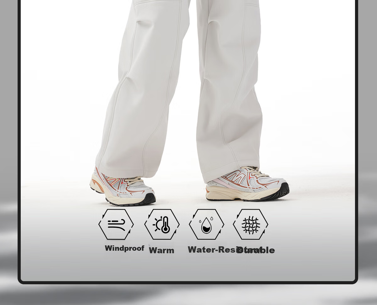 CAMEL Outdoor Softshell Pants Autumn Winter Fleece Lined Warm Water-Repellent Durable Hiking Work Mountaineering Pants 9291 3
