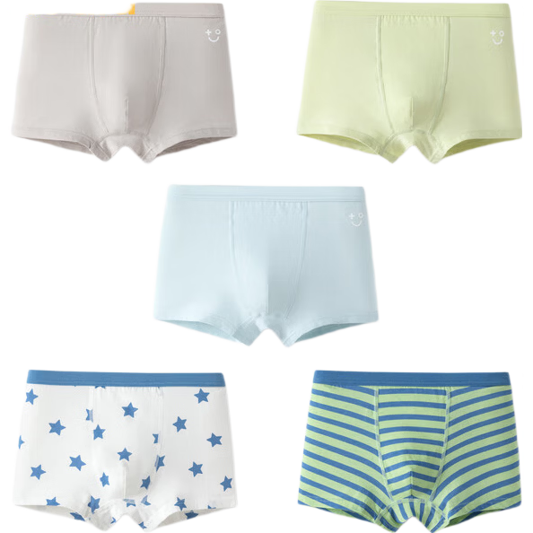 BALABALA Girls' Cotton Boxer Briefs, Children's Square-Leg Underwear for Toddlers And Older Kids, Antibacterial Crotch, No Wedgie, Pack of Five, 208925170004