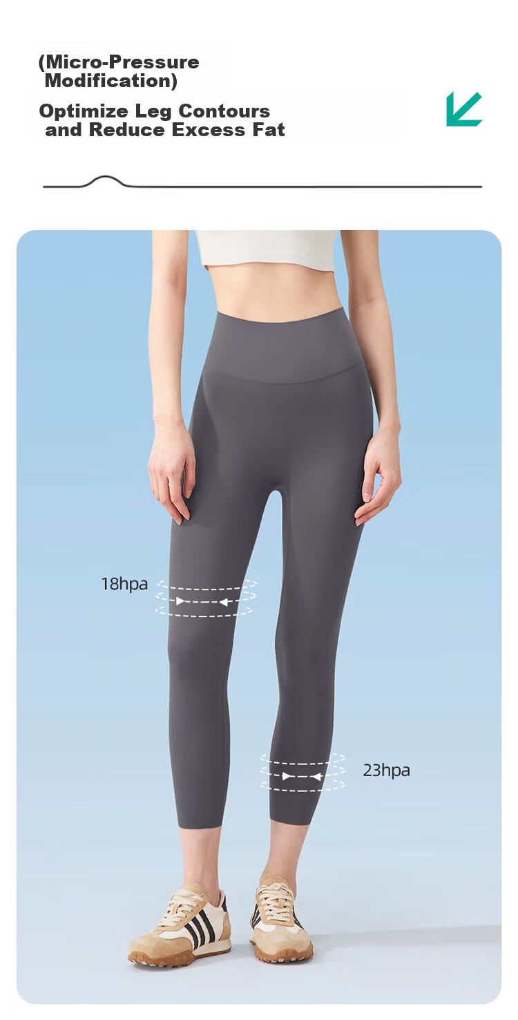 Urban Beauty High-Waist Elastic Slimming Nine-Point Sharkskin Leggings Summer Thin Yoga Pants Gray XL 8