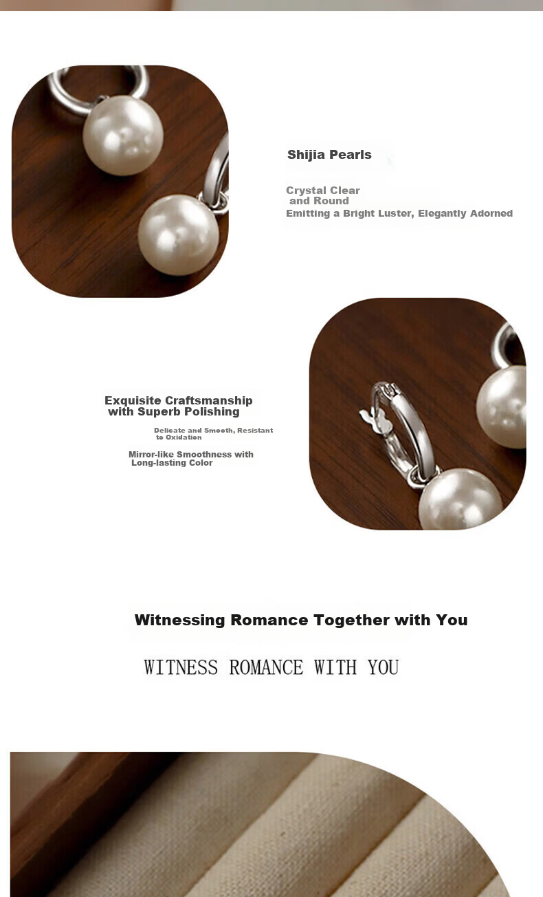 Chow Tai Fook [1000+ Stores] Shijia Pearl Silver Earrings Women's Light Luxury High-End Stud Earrings 520 Gift for Girlfriend 3