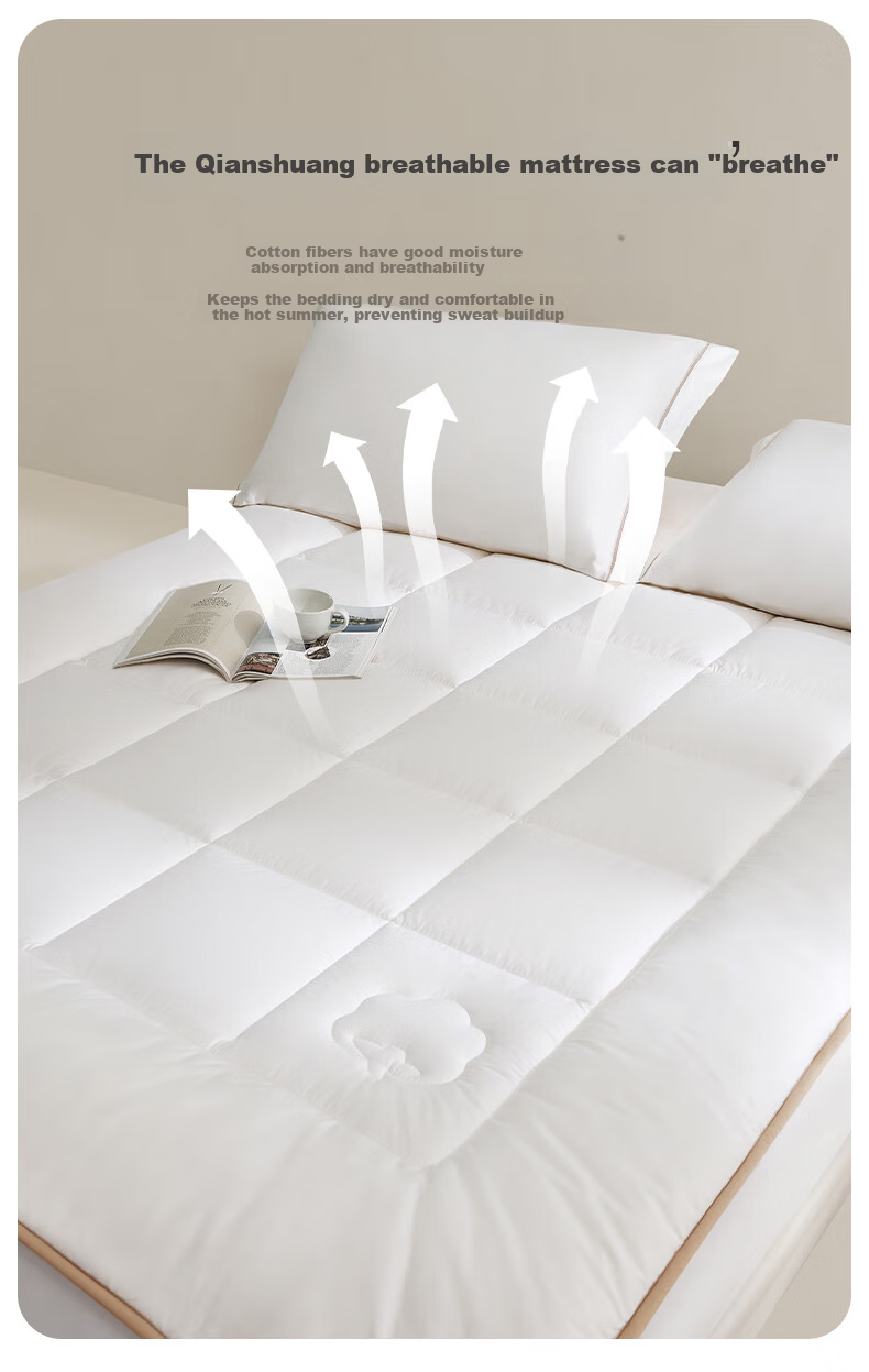 LUOLAI Home Textile Mattress Pad A-Class 100% Cotton Antibacterial Dormitory Soft Mattress Protector for 1.2m Bed 8