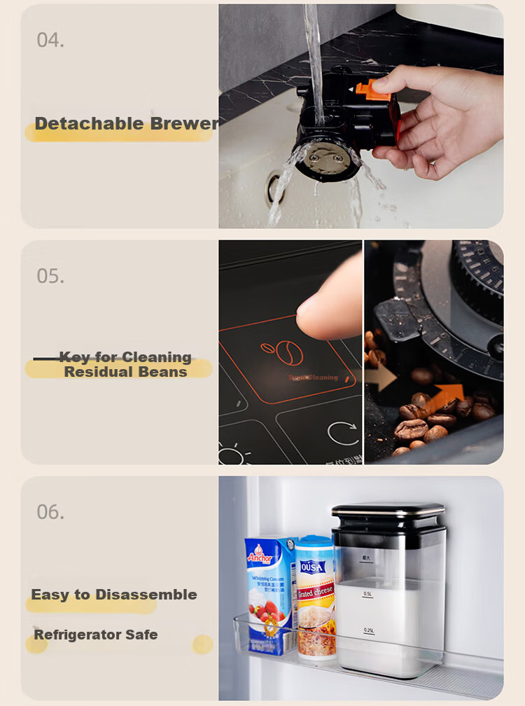 Gevi Fully Automatic Coffee Machine Home Cold and Hot Dual Extraction Grinder Integrated Small Coffee American Automatic Milk Frother Dual Heating GV-K03A Milk Coffee White Gift Choice 20