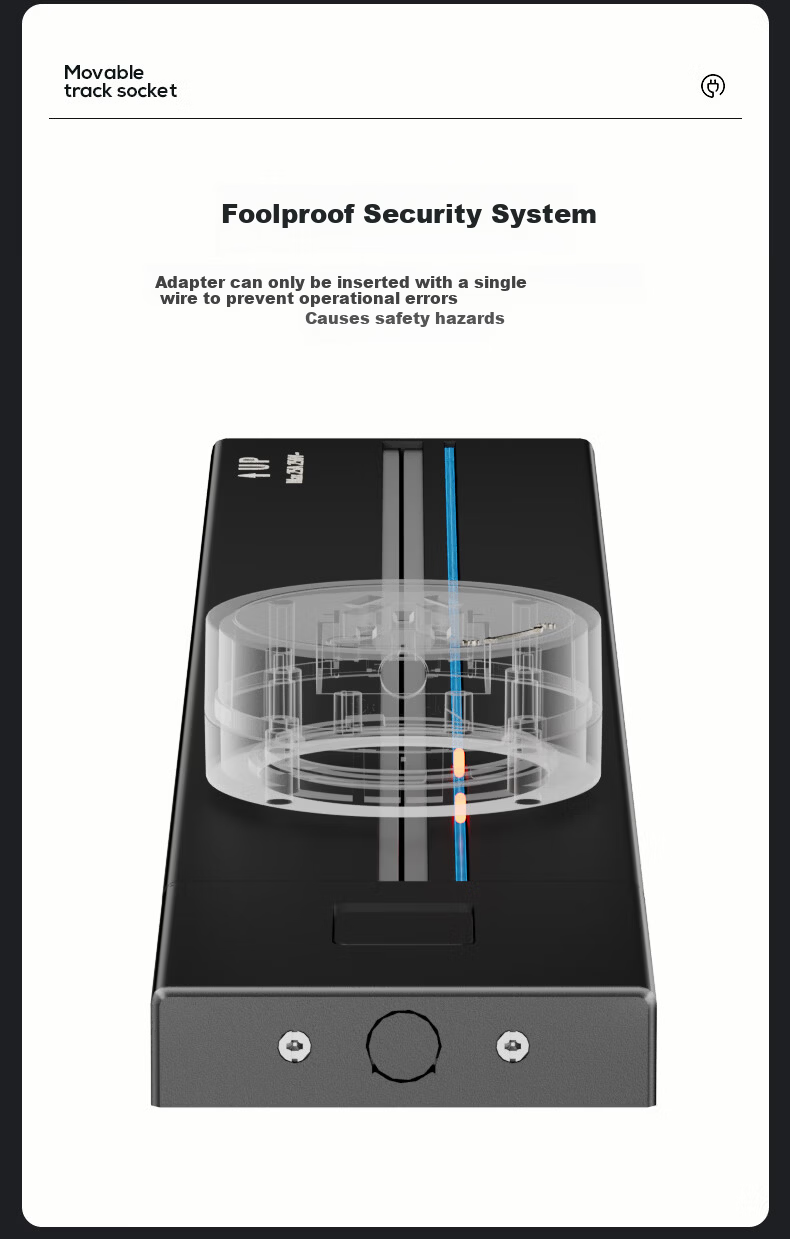 Comfort Home Kitchen Power Track Socket Surface Mounted Ultra-thin Slide Rail Socket Wireless High Power Island Counter Side Cabinet Movable Guide Rail Power Strip 11