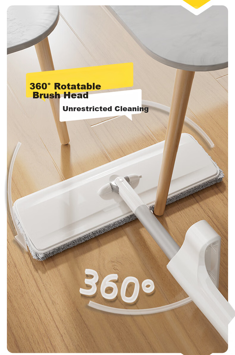 Little Seal Japanese Flat Mop 33cm with 2 Cloths, Hands-Free Washing, Household Dual-Use Wet and Dry Lazy Mop Cleaning Tool 12