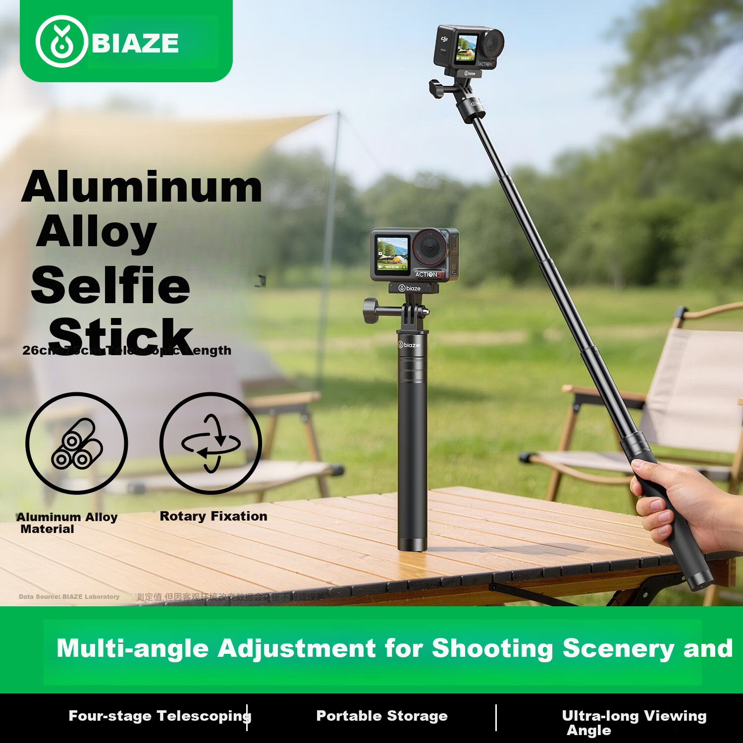BIAZE Compatible with DJI Action 6/5 Pro/4 Handheld Gimbal, Action Camera 360 Ace Pro 2 Selfie Stick, Pocket 3/4 Mount, Invisible Selfie Stick for Photography, 75cm JS30