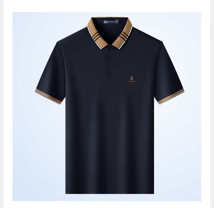 MONTAGUT Men's Short Sleeve Spring Autumn Business Polo Shirt with Mulberry Silk Color-Block Jacquard T-Shirt, Blue-Green, XL 9