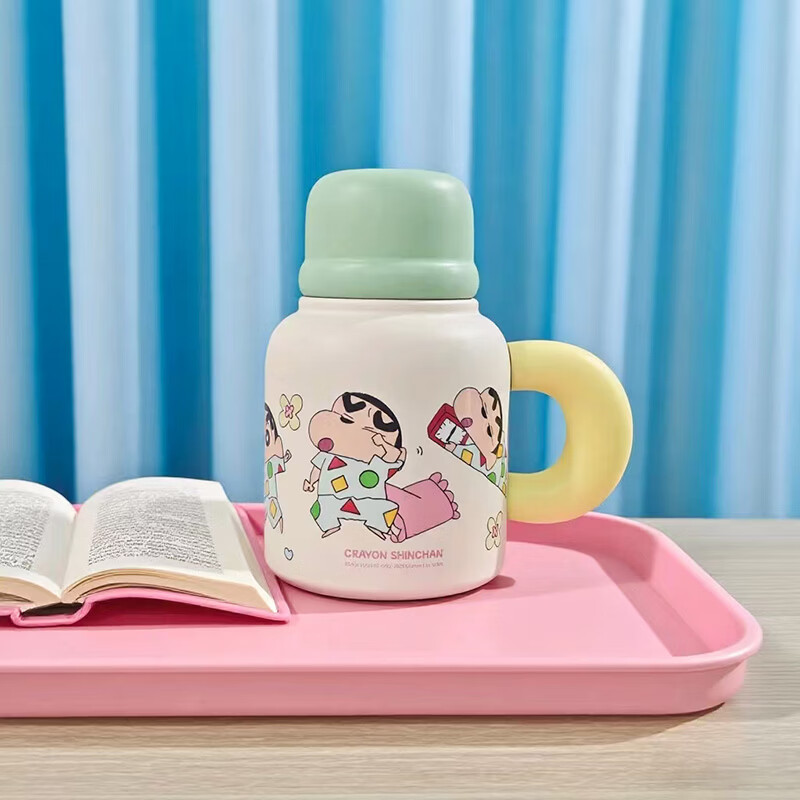 Crayon Shin-chan Kids Insulated Water Bottle Portable 316 Stainless Steel 2026 New Dual Drinking Spout Straw Cup