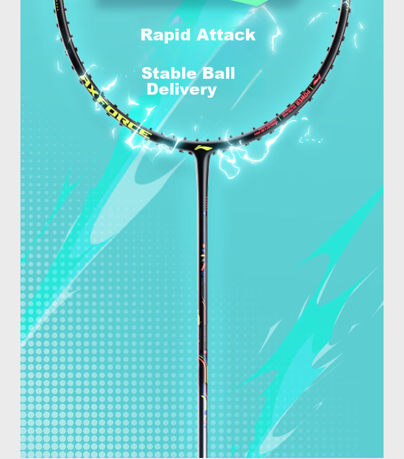 LI-NING Thunder 80JR Badminton Racket 5U Black Pre-Strung for Adults and Youth Professional Use 3