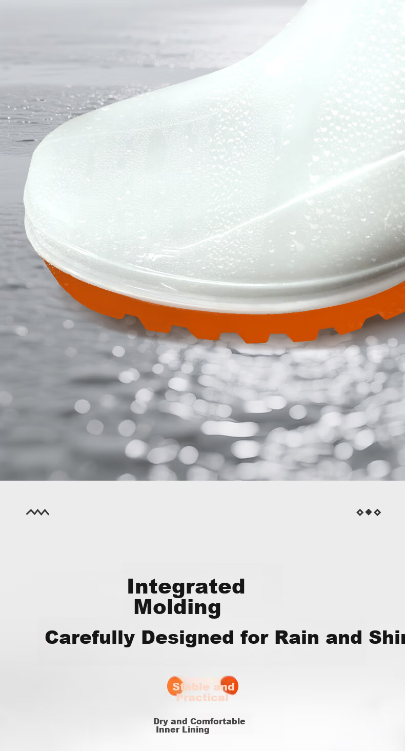 Leyoubaiyi Food Factory Labor Protection Rain Boots Size 44 Wear-Resistant Non-Slip High Tube Waterproof Work Sanitary Shoes White 19