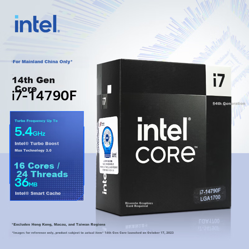 Intel Core i7 14th Gen 14790F Desktop CPU 16-Core 24-Thread Up to 5.4GHz Turbo 36MB L3 Cache Boxed Processor