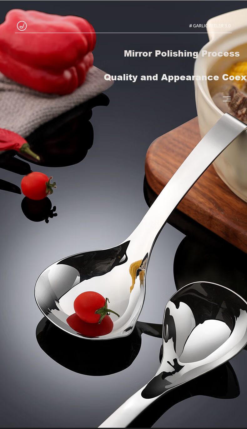 Newair 316 Stainless Steel Soup Ladle Food Grade Deep Short Handle Large Thickened Porridge Spoon 10