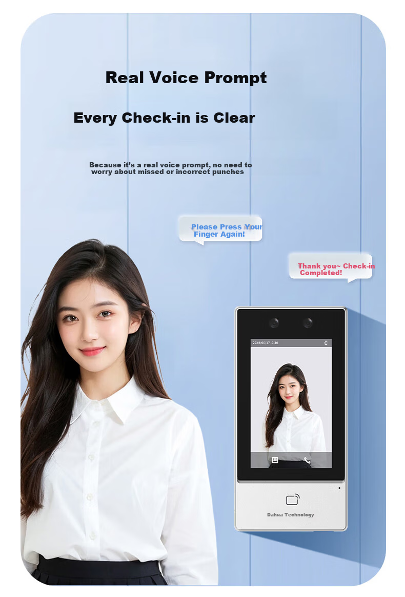 Dahua Facial Recognition Access Control All-in-One Machine Enterprise WeChat Co-branded Attendance Machine 4.3-inch Touch Screen Ethernet Network Company Face and Card Attendance K41 8