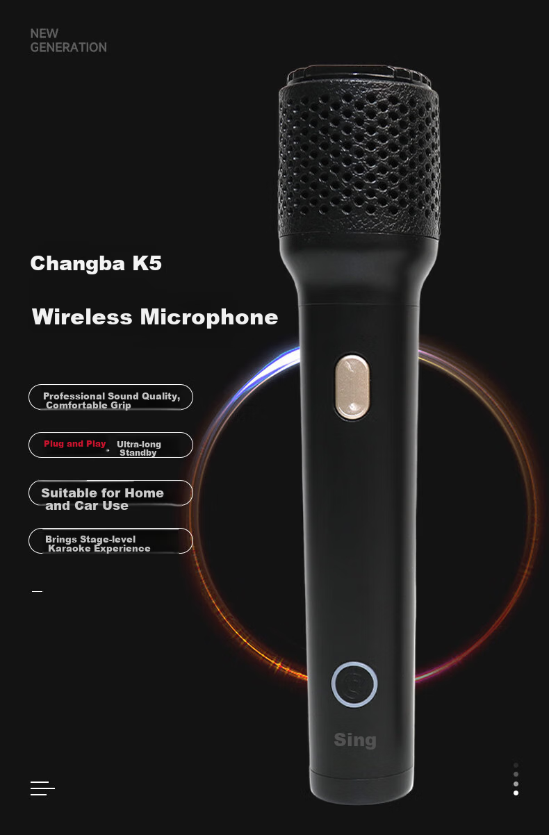 Changba K5 Wireless Karaoke Microphone KTV Singing Mic Compatible with Xiaomi TV, Dongfeng Fengshen L8 Car, Girlfriend Machine, etc. Please Check Compatibility Before Ordering 1