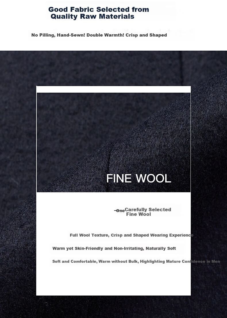 ROMON Autumn Winter Woolen Coat Business Casual Trendy Men's Trench Coat 1930 Navy Blue 2XL 4